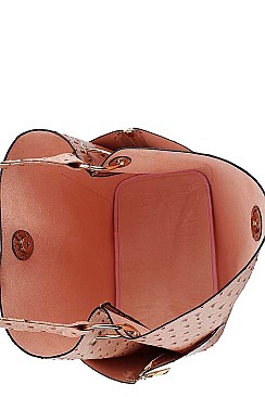 2 IN 1 CROC TEXTURED SATCHEL BAG