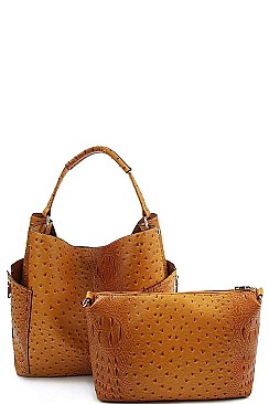 2 IN 1 CROC TEXTURED SATCHEL BAG