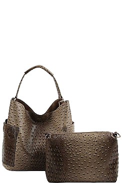 2 IN 1 CROC TEXTURED SATCHEL BAG