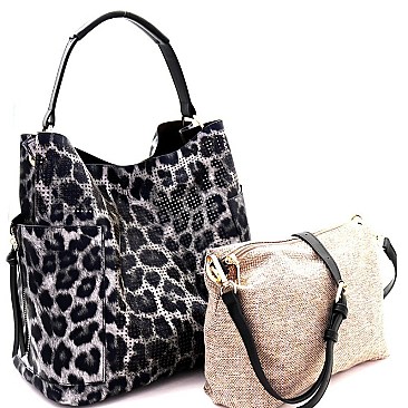 Classy Leopard Print Laser-cut 2 in 1 Hobo Bag MH-LB105P