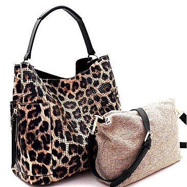 Classy Leopard Print Laser-cut 2 in 1 Hobo Bag MH-LB105P