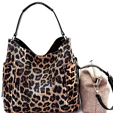 Classy Leopard Print Laser-cut 2 in 1 Hobo Bag MH-LB105P