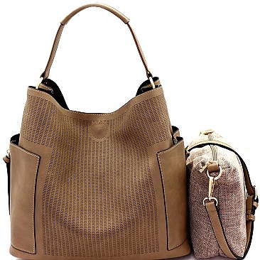 Fashionable Perforated 2 in 1 Side Pocket Hobo MH-LBB105