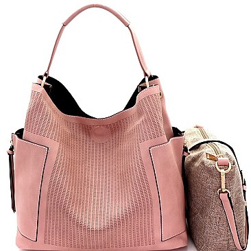 Fashionable Perforated 2 in 1 Side Pocket Hobo MH-LBB105