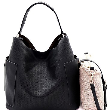 Fashionable Perforated 2 in 1 Side Pocket Hobo MH-LBB105