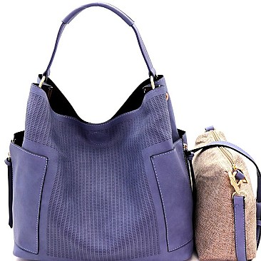 Fashionable Perforated 2 in 1 Side Pocket Hobo MH-LBB105