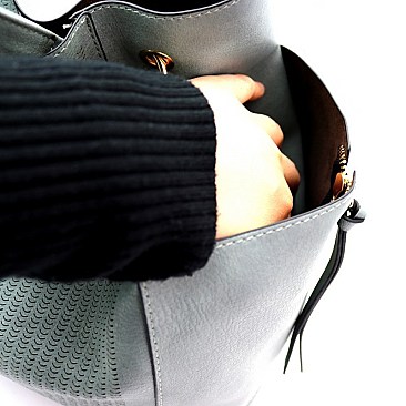 Fashionable Perforated 2 in 1 Side Pocket Hobo MH-LBB105