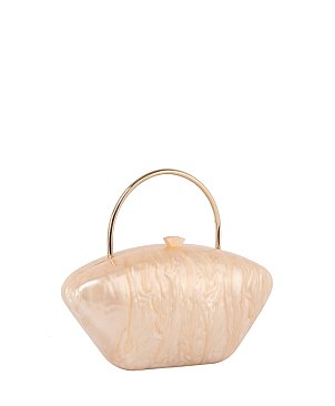 Golden Top Handle Marble Clutch Evening Bag
