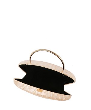 Golden Top Handle Marble Clutch Evening Bag