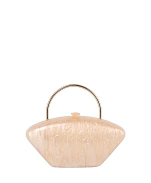 Golden Top Handle Marble Clutch Evening Bag