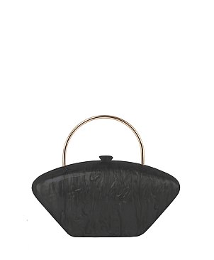 Golden Top Handle Marble Clutch Evening Bag