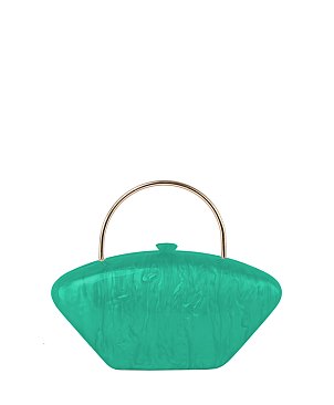 Golden Top Handle Marble Clutch Evening Bag