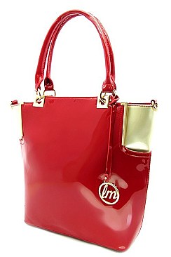 Two Tone Patent Boutique Quality Tote