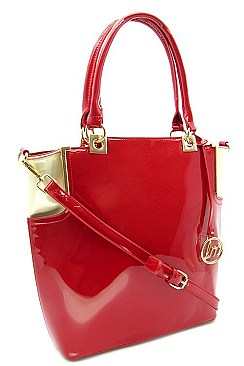 Two Tone Patent Boutique Quality Tote