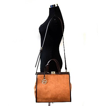 LD061-LP Push-lock Top Frame Large Satchel