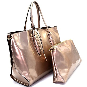 LD065-LP Classy 2 in 1 Patent Oversized 2 Way Tote