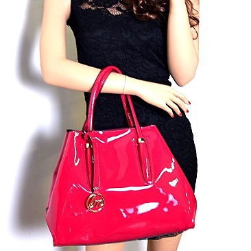 LD065-LP Classy 2 in 1 Patent Oversized 2 Way Tote