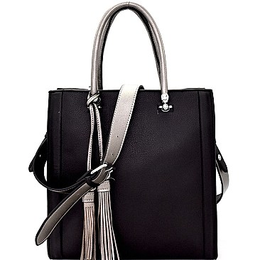 LD127-LP Tassel Accent 2 Tone Tall Tote