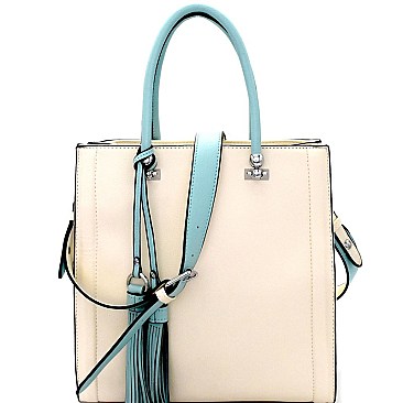 LD127-LP Tassel Accent 2 Tone Tall Tote