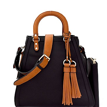 LD1361W-LP Tassel Accent Two-Tone Satchel Wallet SET