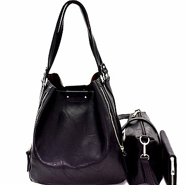 Zipper Accent 3 in 1 Hobo Wallet SET  MH-LD1441W