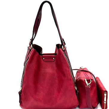 Zipper Accent 3 in 1 Hobo Wallet SET  MH-LD1441W