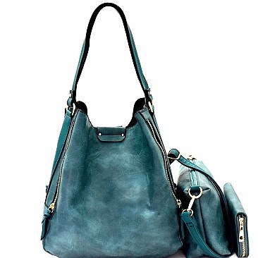 Zipper Accent 3 in 1 Hobo Wallet SET  MH-LD1441W