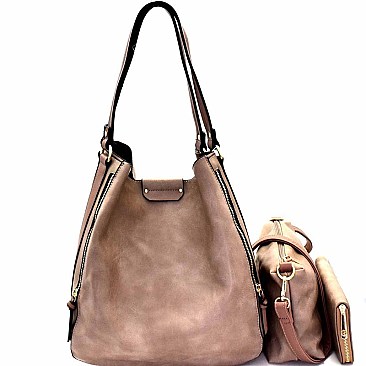 Zipper Accent 3 in 1 Hobo Wallet SET  MH-LD1441W
