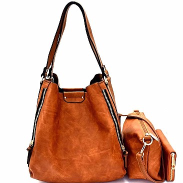 Zipper Accent 3 in 1 Hobo Wallet SET  MH-LD1441W