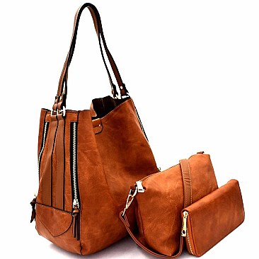 Zipper Accent 3 in 1 Hobo Wallet SET  MH-LD1441W