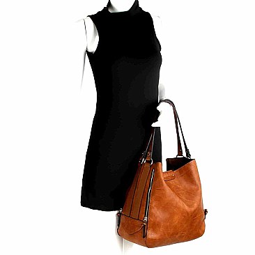 Zipper Accent 3 in 1 Hobo Wallet SET  MH-LD1441W