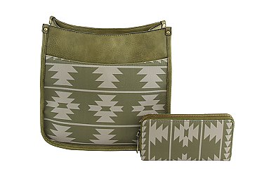 Aztec Pattern 2-in-1 Hobo Crossbody Bag