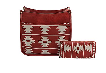 Aztec Pattern 2-in-1 Hobo Crossbody Bag