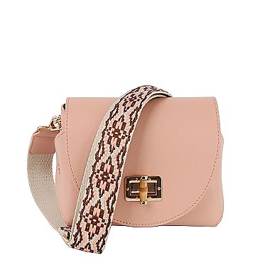 Bamboo Twist Lock Flap Crossbody Bag