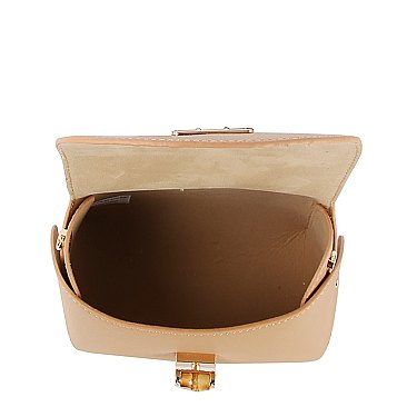 Bamboo Twist Lock Flap Crossbody Bag