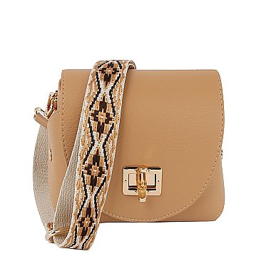 Bamboo Twist Lock Flap Crossbody Bag