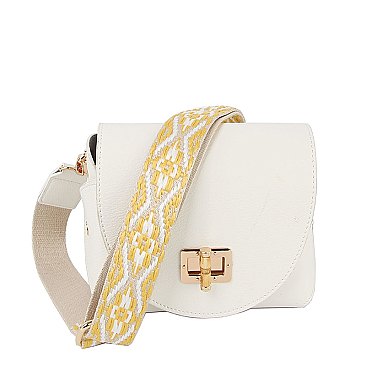 Bamboo Twist Lock Flap Crossbody Bag