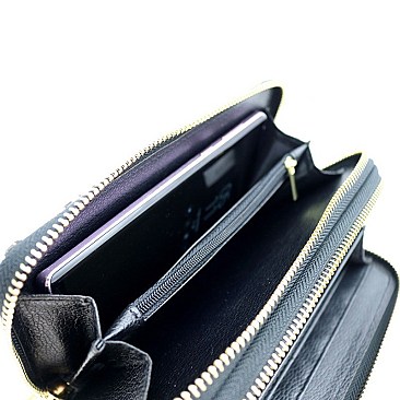 Double Zip-Around Leopard Print Wristlet Wallet