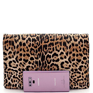 Large Leopard Print Envelope Clutch Shoulder Bag