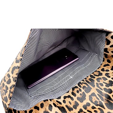 Large Leopard Print Envelope Clutch Shoulder Bag