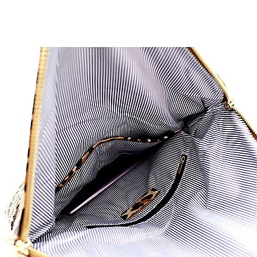 Large Leopard Print Envelope Clutch Shoulder Bag