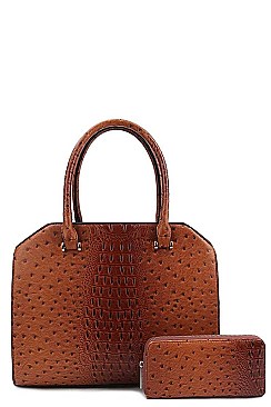 2IN1 FASHION CROCO PATTERN TOTE BAG WITH MATCHING WALLET