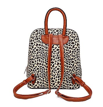 2 IN 1 Leoprad Print Backpack With Wallet