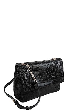 CROC PRINT CROSSBODY SHOULDER BAG