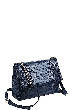 CROC PRINT CROSSBODY SHOULDER BAG