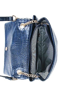 CROC PRINT CROSSBODY SHOULDER BAG
