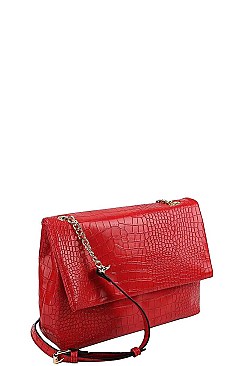 CROC PRINT CROSSBODY SHOULDER BAG