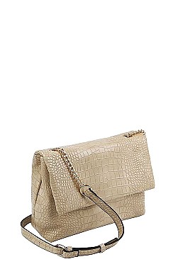 CROC PRINT CROSSBODY SHOULDER BAG