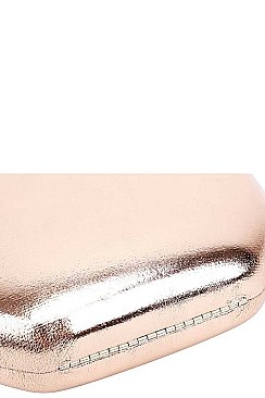 CUTE STRUCTURED DOUBLE PEARL CIRCLE CLUTCH WITH CHAIN