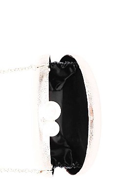 CUTE STRUCTURED DOUBLE PEARL CIRCLE CLUTCH WITH CHAIN